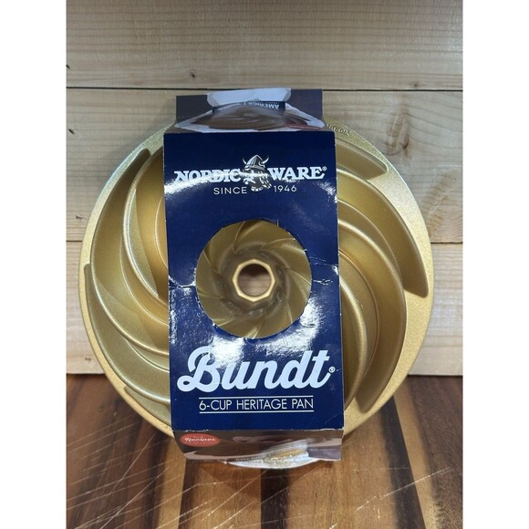 Nordic Ware Other - Nordic Ware Heritage Spiral Cake Bundt Pan 6 Cup Gold Cast Aluminum USA